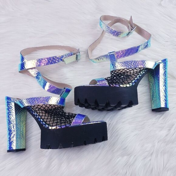 Only maken Rave Chunky Heels Chameleon Mesh Platform - Picture 2 of 6